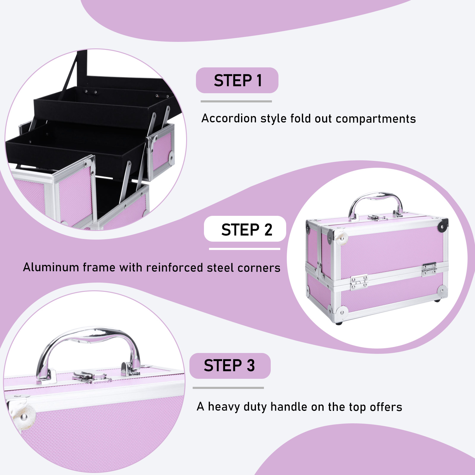 Pink Aluminum Alloy Makeup Cas - Beauty Makeup Bag recensie en prijs