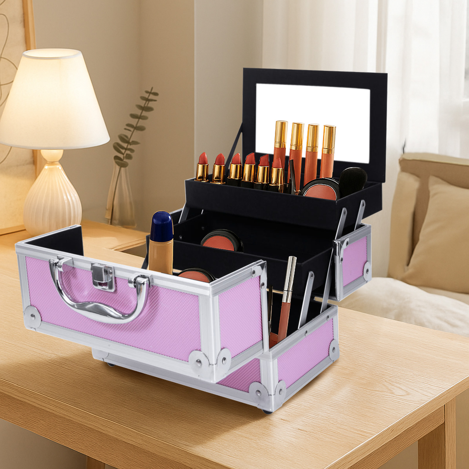 Pink Aluminum Alloy Makeup Cas - Beauty Makeup Bag recensie en prijs