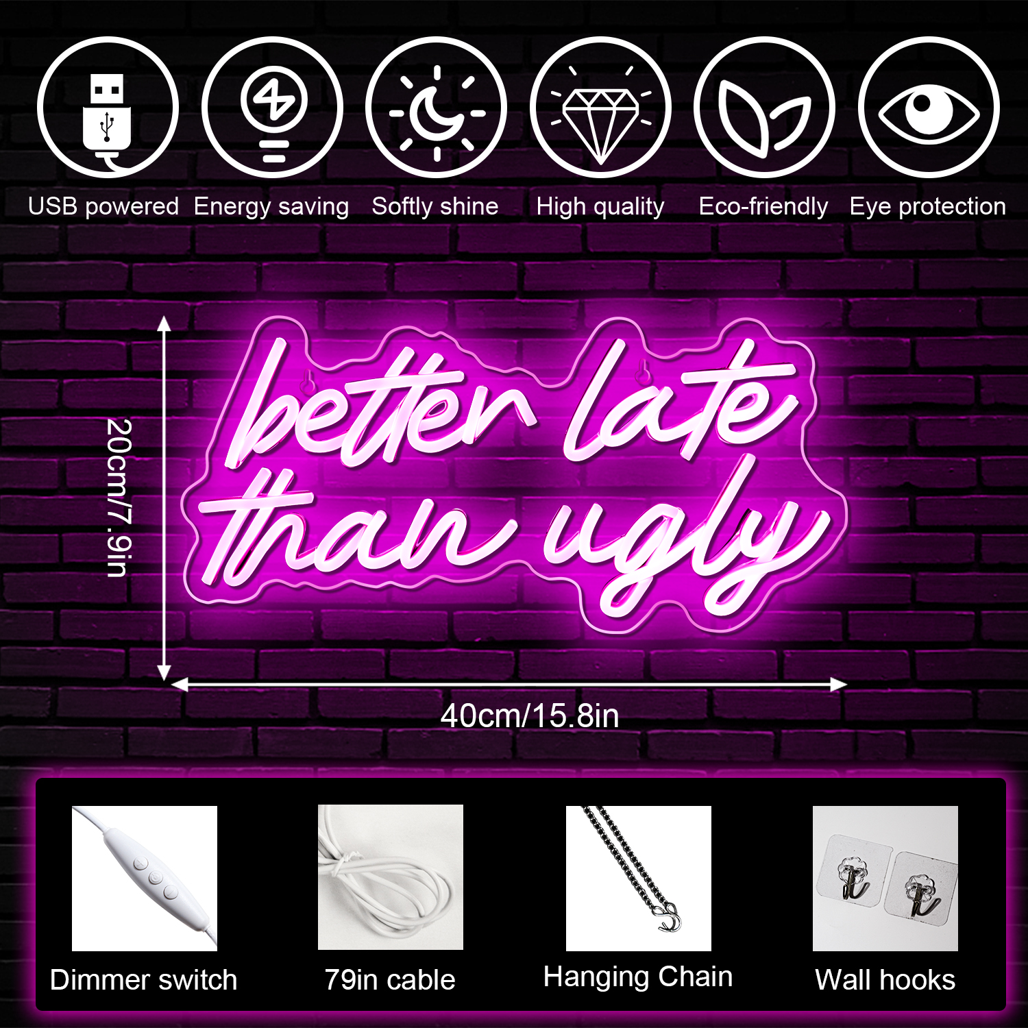 Better Late Than Ugly Neon Sig - Beauty Makeup Bar recensie en prijs